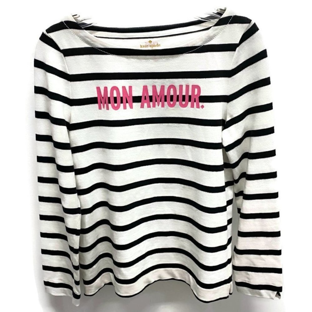 Kate Spade White & Black Striped Long Sleeve Shirt